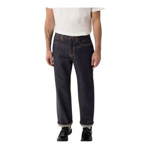 Nudie Jeans 34x30 Blue Denim Dark Wash Button Fly Loose